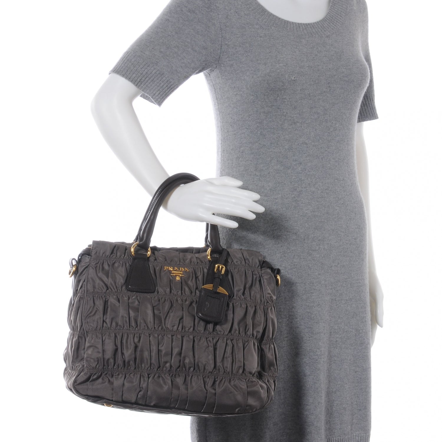 Prada Tessuto Nylon Gaufre Tote Fumo 2 of 8