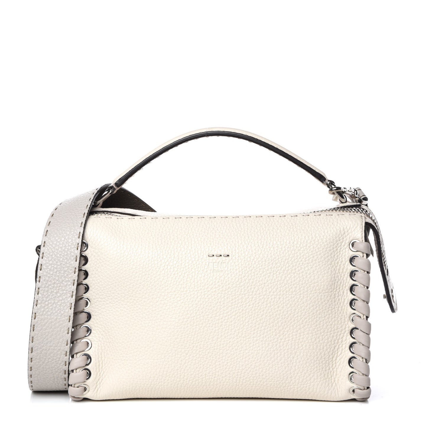 Cuoio Romano Selleria Vitello Dolce Lace Up Lei Boston Tote Camelia Milk Grigio Polvere