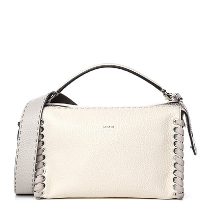 Fendi Cuoio Romano Selleria Vitello Dolce Lace Up Lei Boston Tote Camelia Milk Grigio Polvere 1 of 12