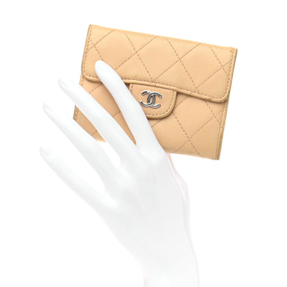 Chanel Lambskin Quilted Flap Card Holder Wallet Beige 2 of 12