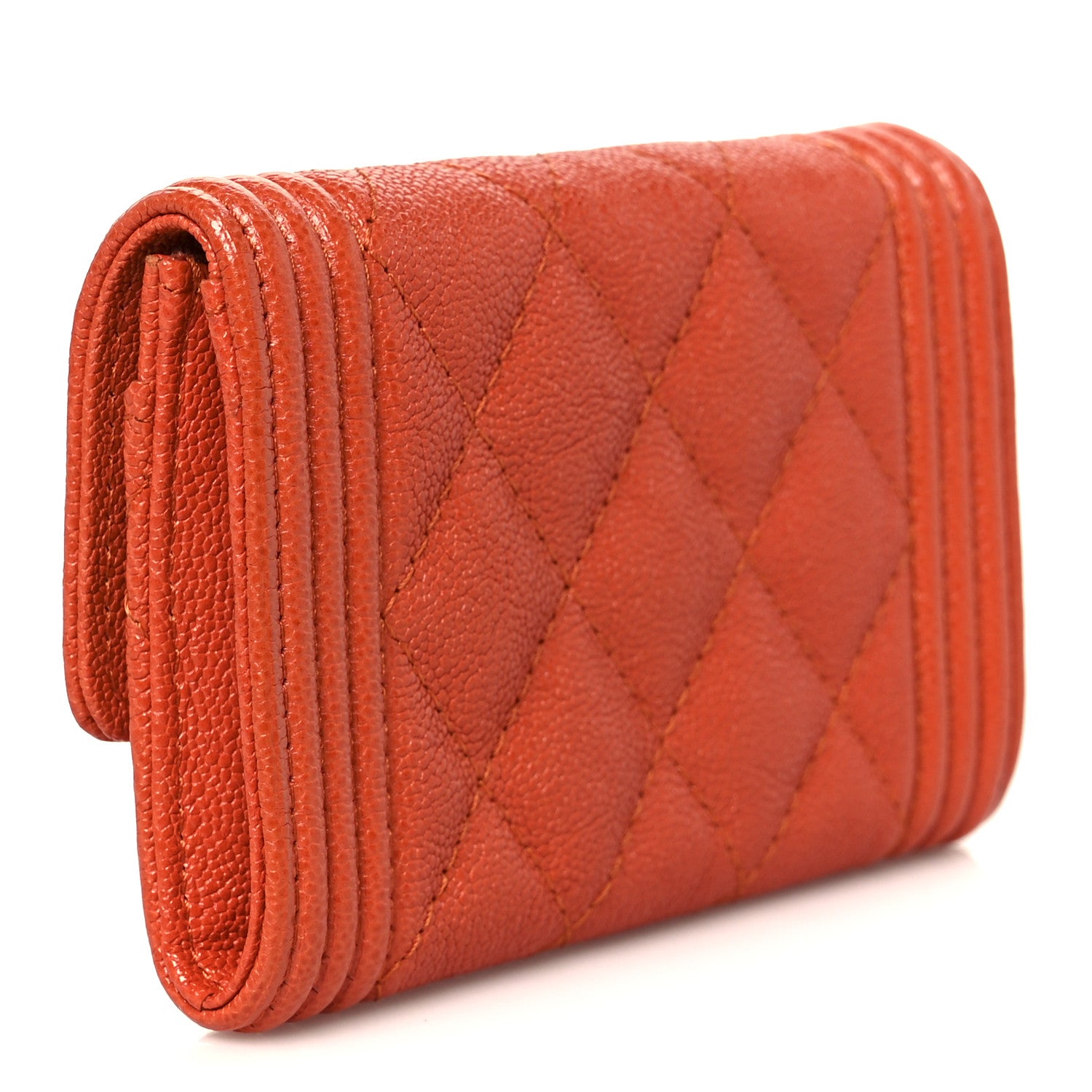 Chanel Caviar Quilted Boy Flap Card Holder Orange 3 of 10