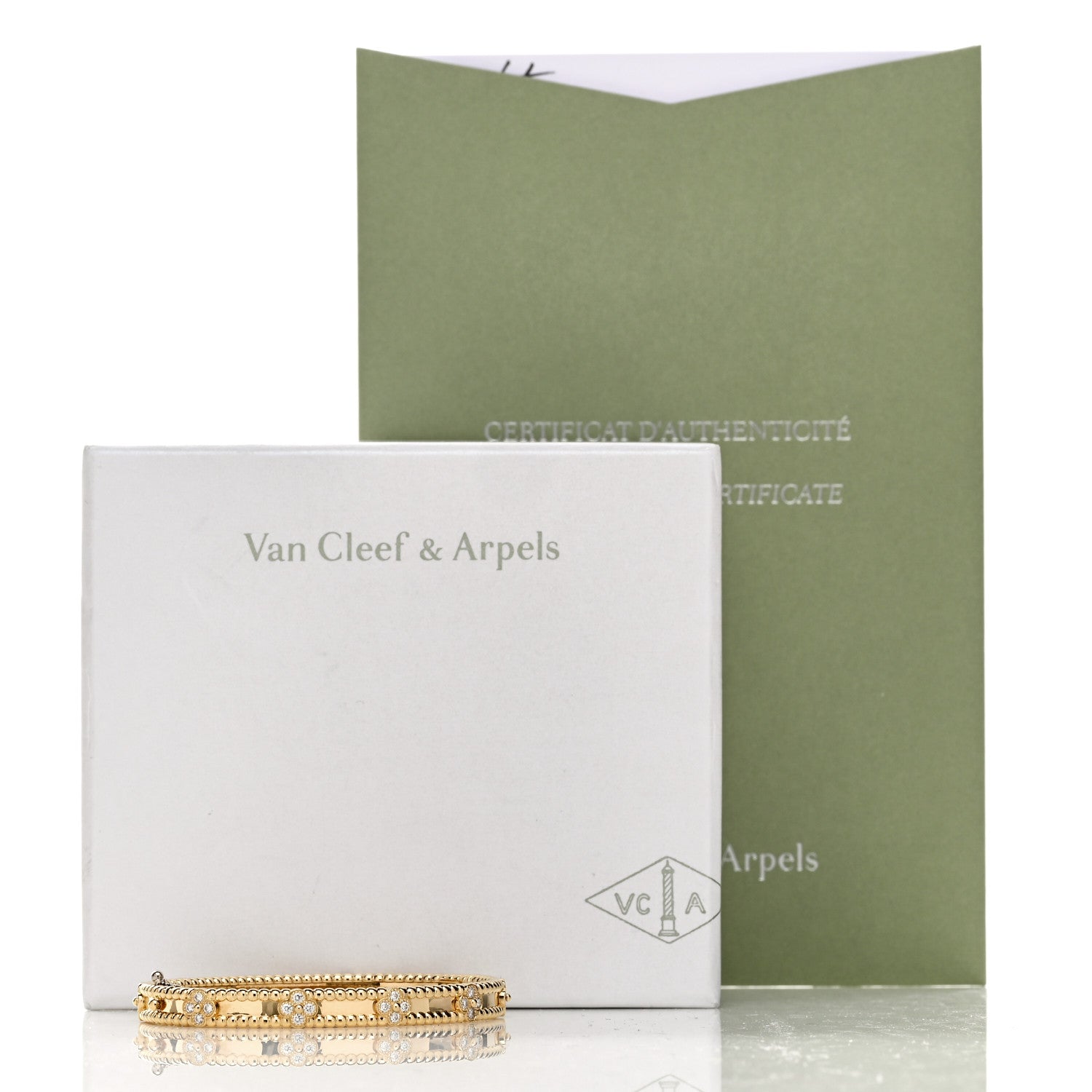 Van Cleef & Arpels 18K Yellow Gold Diamond Perlee Sweet Clovers Bracelet XS 6 of 6