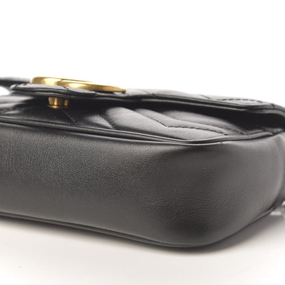 Gucci Calfskin Matelasse Super Mini GG Marmont Shoulder Bag Black 5 of 8