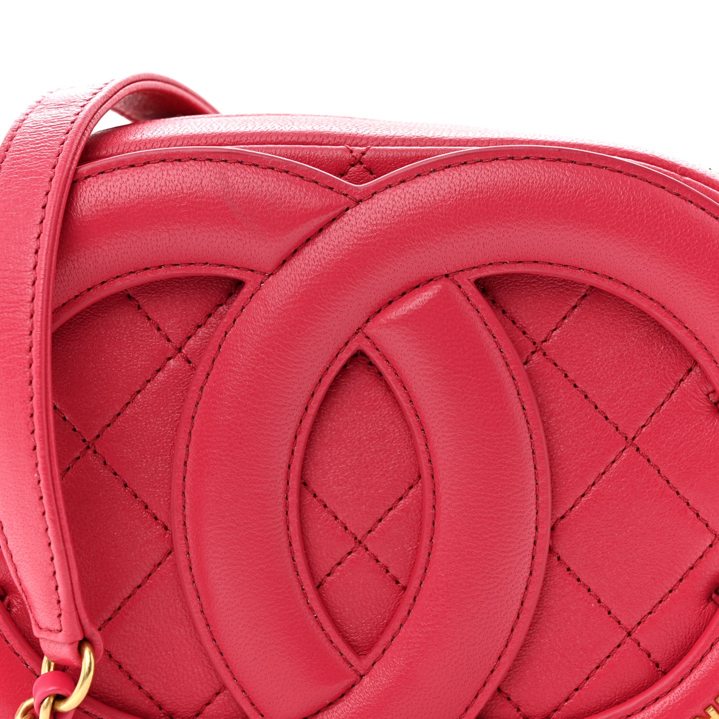 Lambskin Quilted Coco Midnight Camera Case Pink