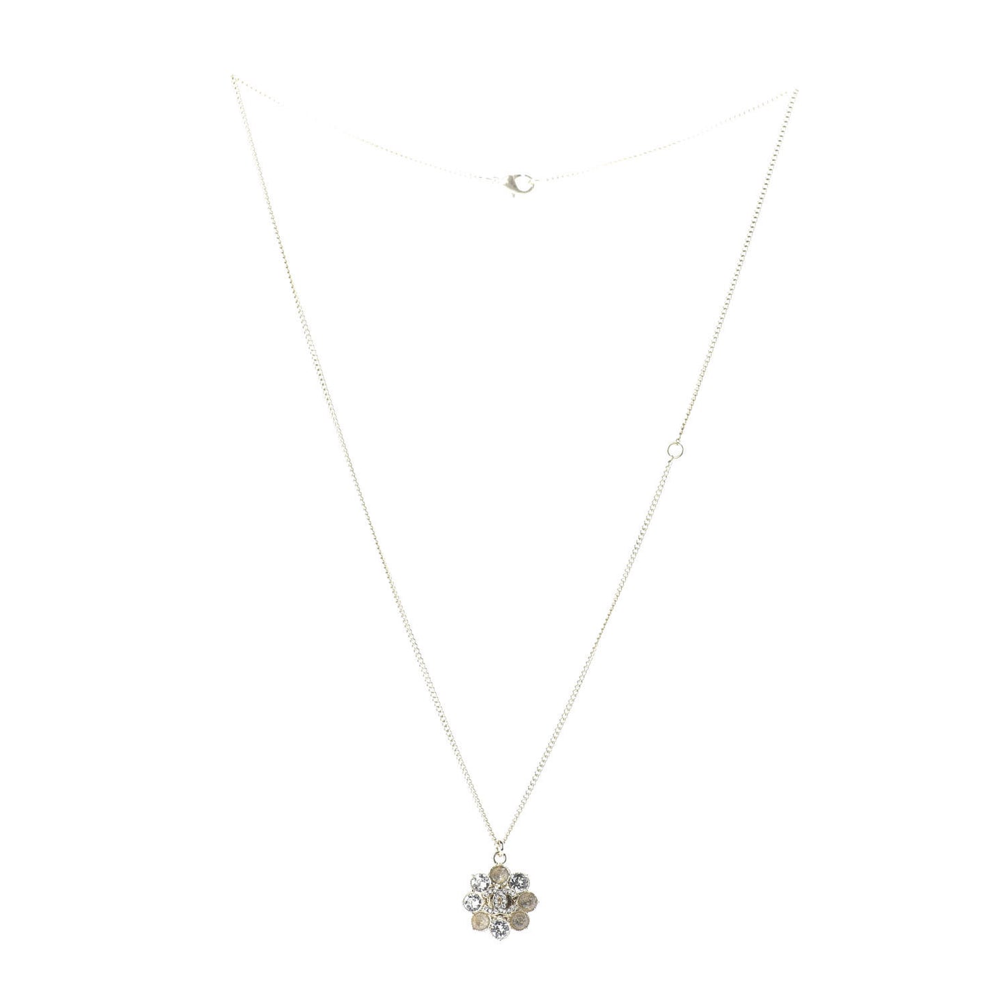 Crystal CC Flower Pendant Necklace Gold