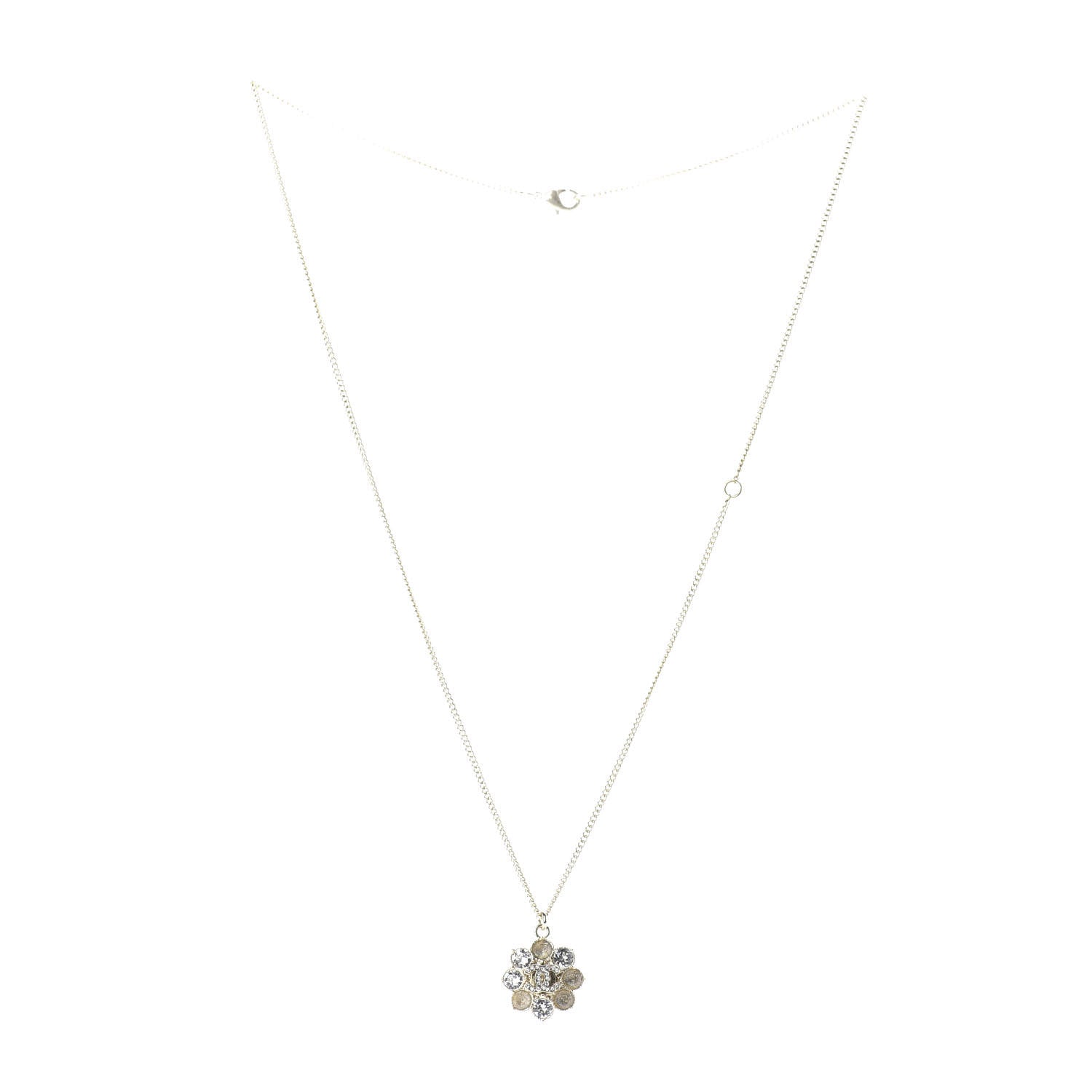 Chanel Crystal CC Flower Pendant Necklace Gold 3 of 7
