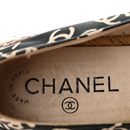 Chanel Lambskin Printed CC Espadrilles 38 Black White 8 of 10