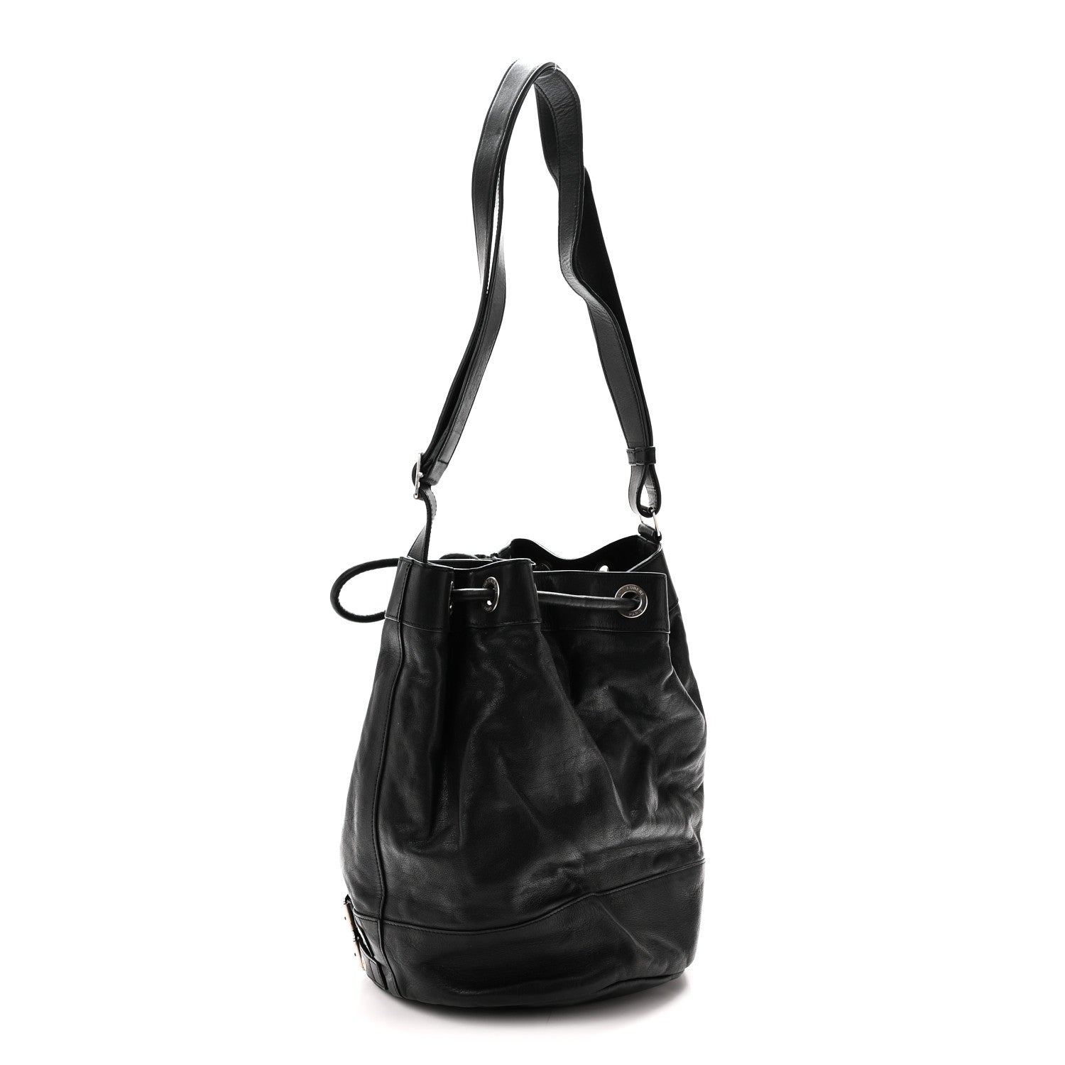 Saint Laurent Calfskin Medium Rider Bucket Bag Black 3 of 9