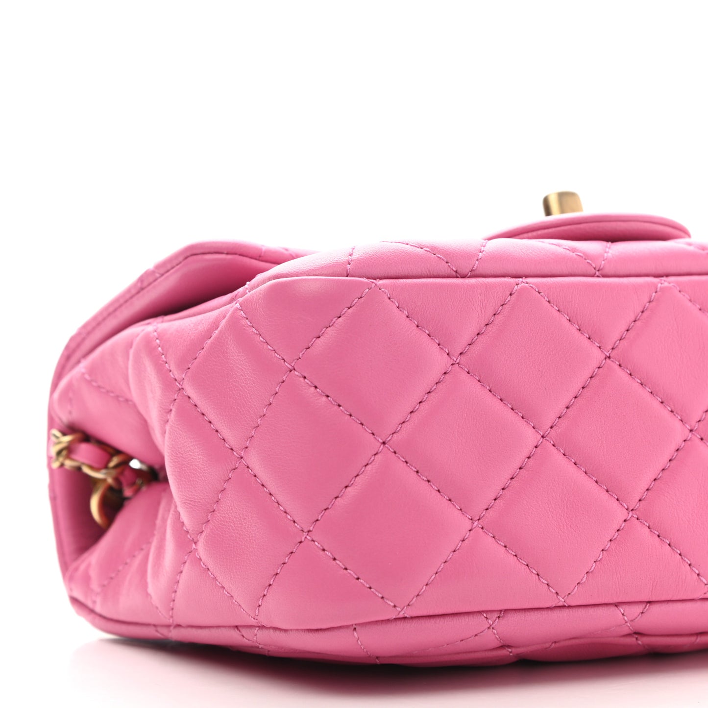 Lambskin Quilted Mini Pearl Crush Flap Pink