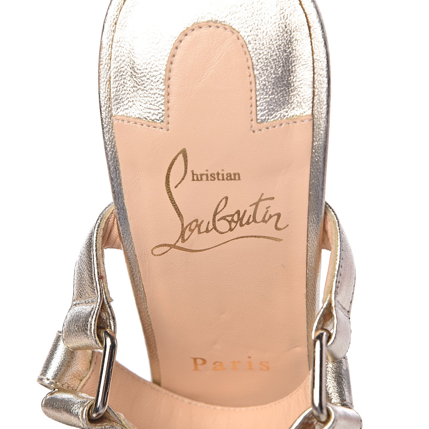 Christian Louboutin Nappa Silk Cataclou 140 Wedge Sandals 37 Sahara Light Gold 7 of 11