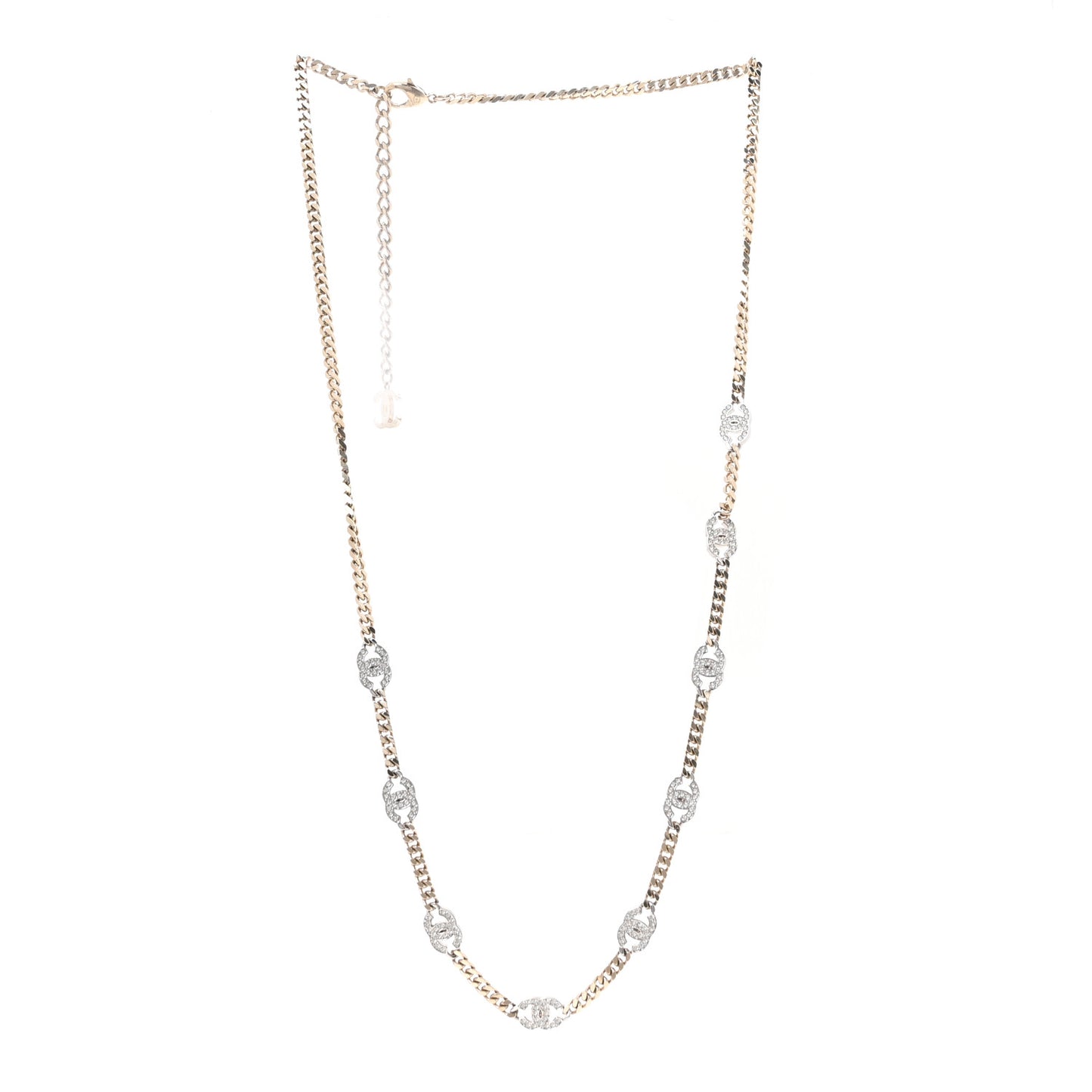 Crystal Chain CC Link Necklace Gold Silver