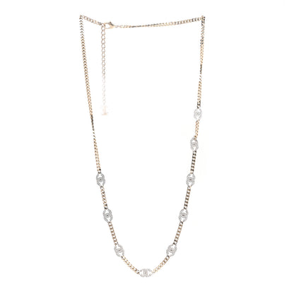Chanel Crystal Chain CC Link Necklace Gold Silver 3 of 5