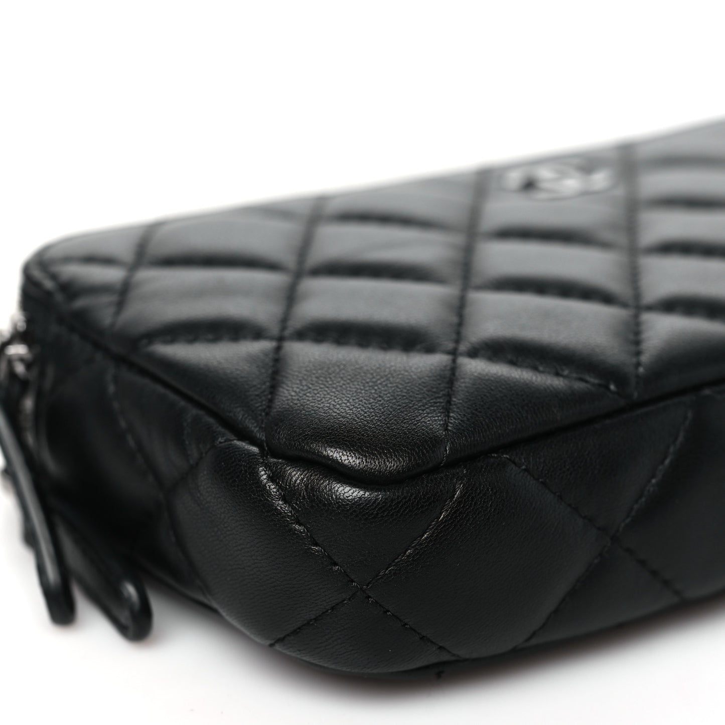 Lambskin Quilted Small Clutch With Chain Black