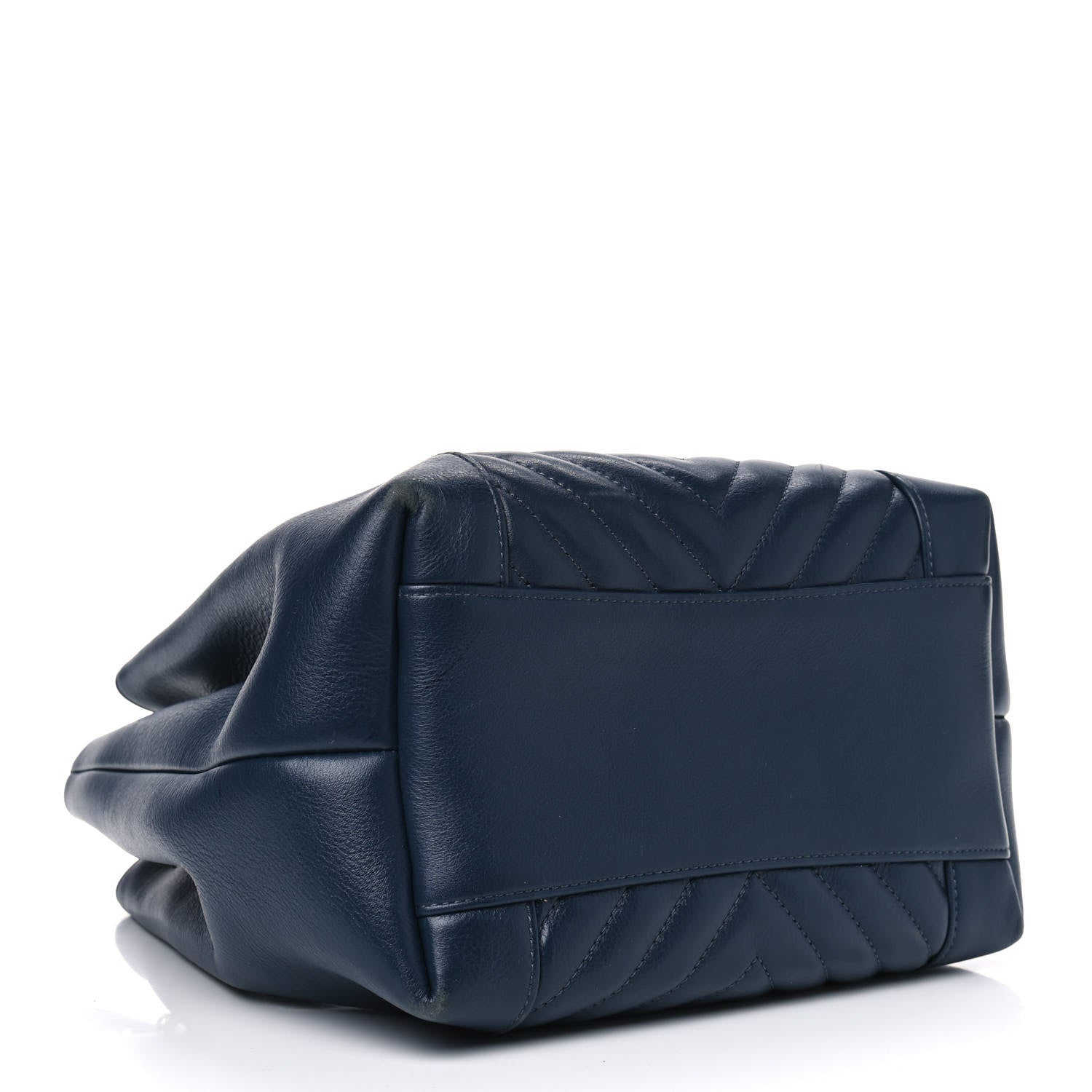 Chanel Calfskin Quilted Daily Chevron Drawstring Bag Blue 3 of 9