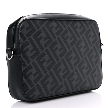 Fendi Glazed Fabric Vitello Liberty FF 1974 Diagonal Medium Camera Case Black Sunflower 4 of 13
