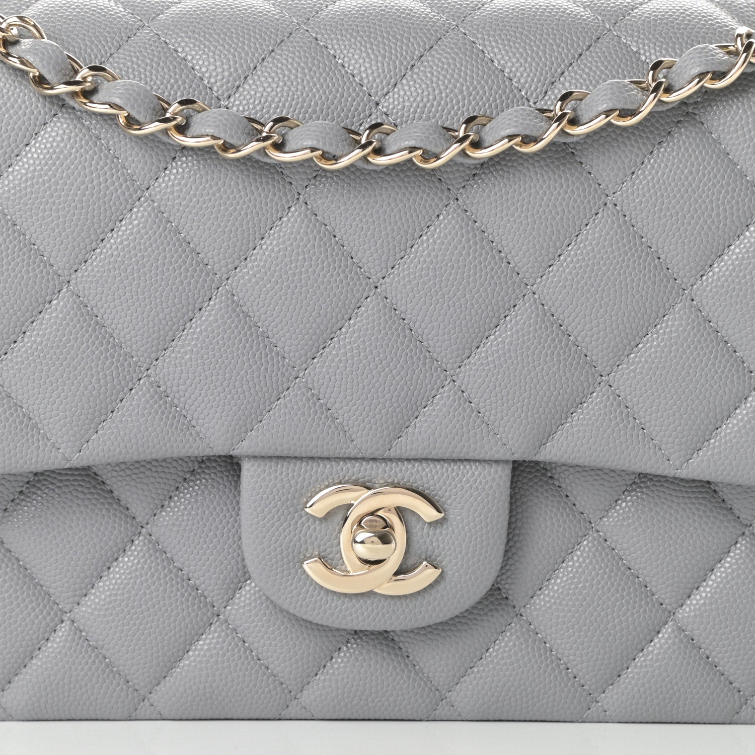 Chanel Caviar Quilted Medium Double Flap Grey 8 of 11