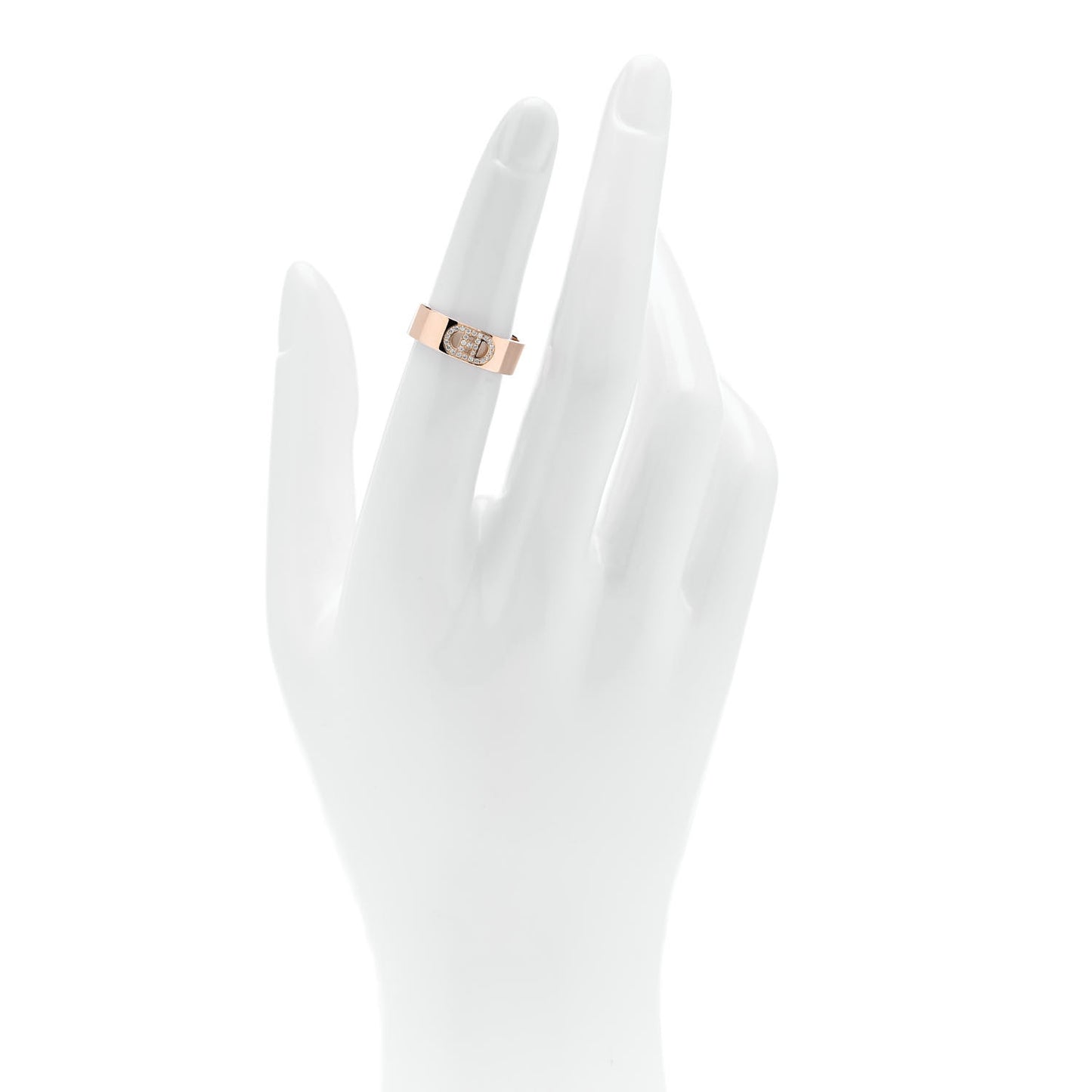 18K Rose Gold Diamond PM H D'Ancre Ring 50 5.25