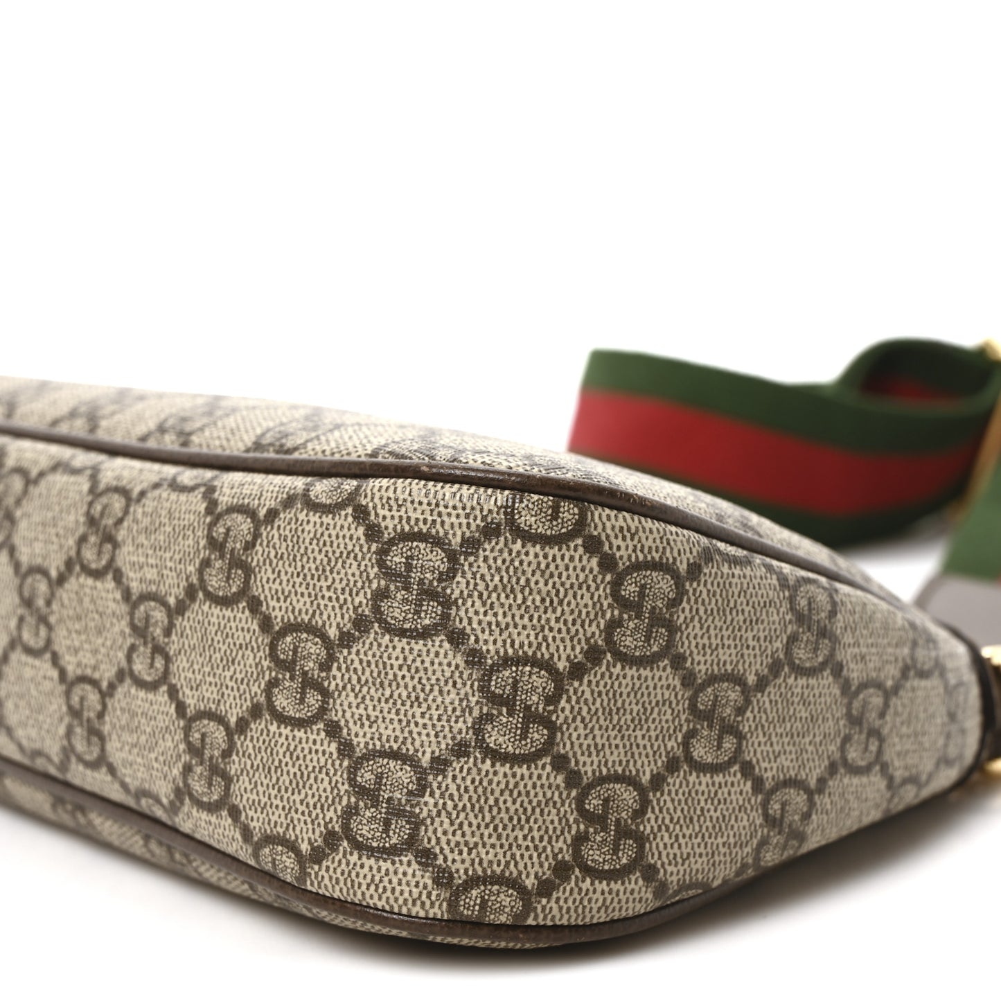 GG Supreme Monogram Textured Dollar Calfskin Web Small Ophidia GG Handbag Beige Ebony New Acero