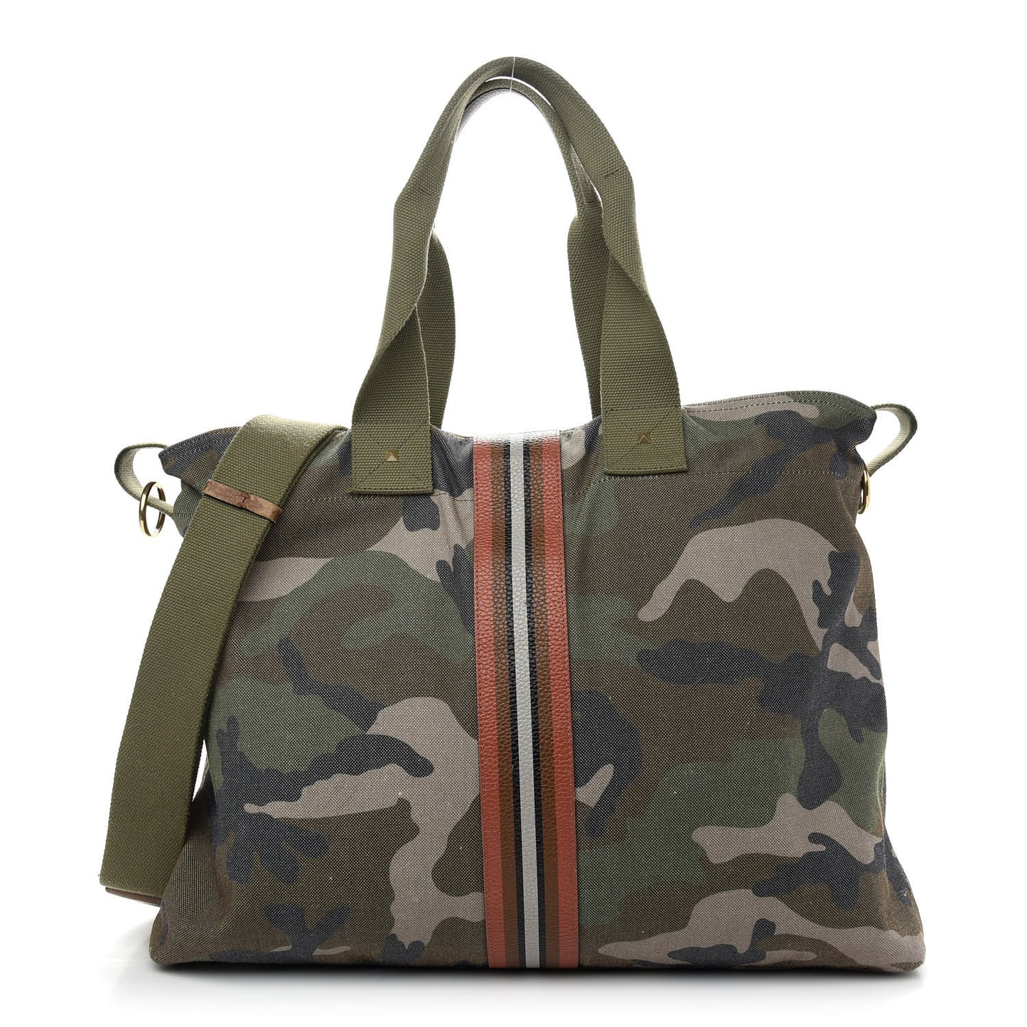 Canvas Calfskin Camouflage Tote Multicolor