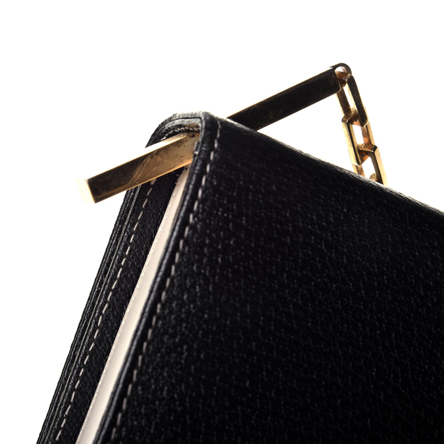 Fendi Calfskin Shoulder Bag Black White 9 of 9