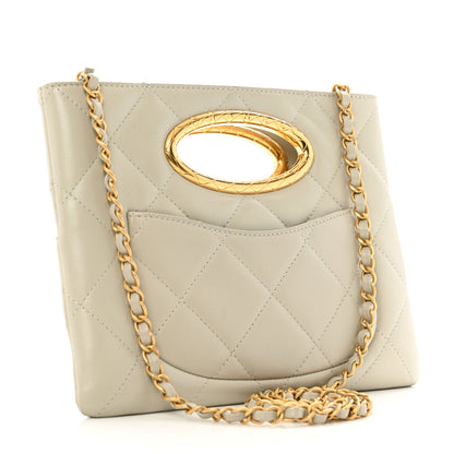Chanel Lambskin Quilted Clutch Mini Flap Bag Light Grey 3 of 13