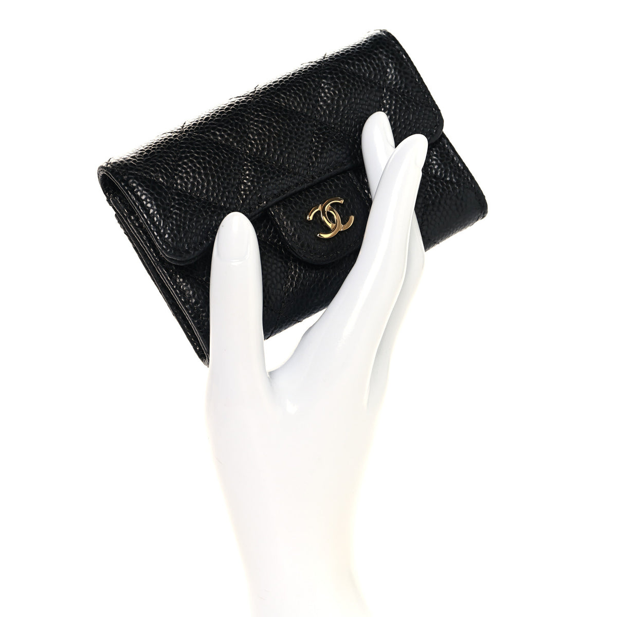 Chanel Caviar Quilted Flap Card Holder Wallet Black 2 of 9