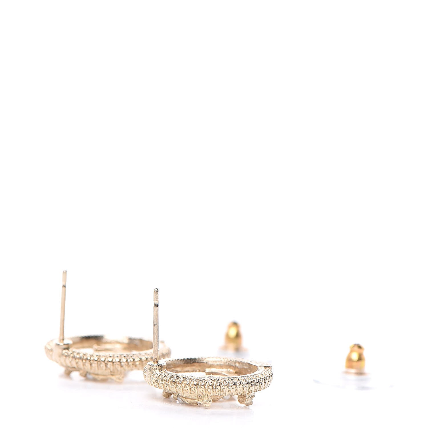 Chanel Pearl Crystal CC Round Earrings Gold 4 of 5