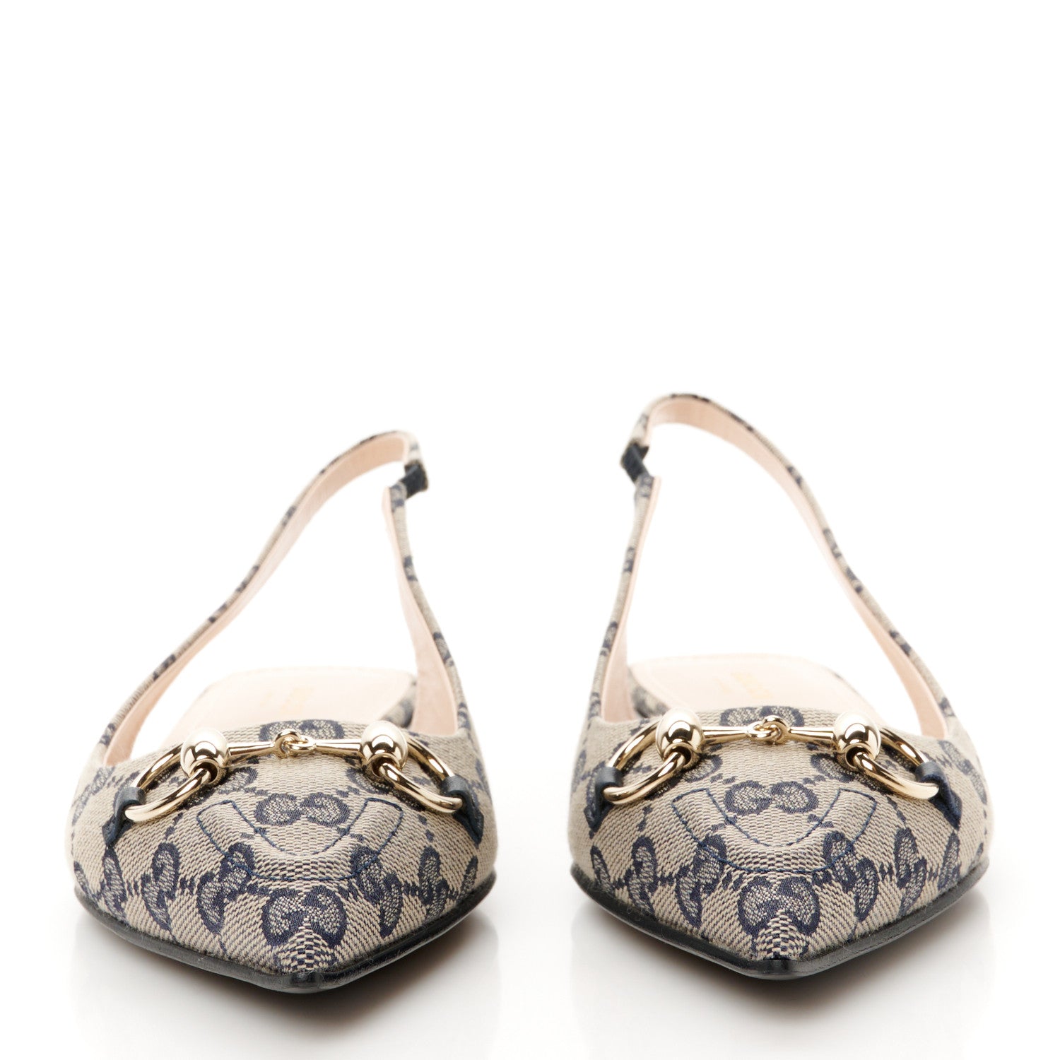 Gucci Monogram Horsebit Womens Slingback Ballet Flat 36.5 Beige Blue 5 of 20