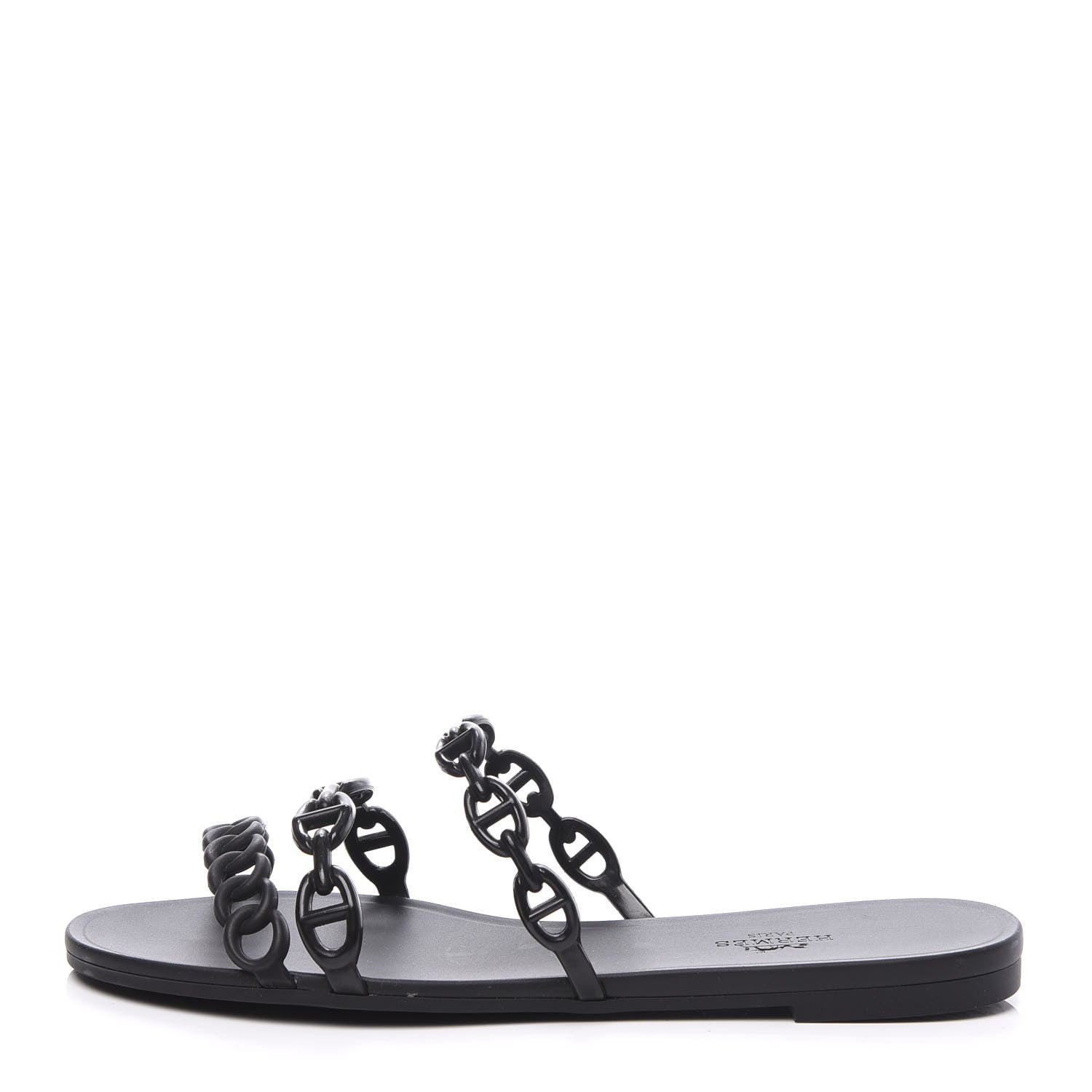 Hermes Rubber Chaine d'Ancre Rivage Sandals 37 Black 1 of 10