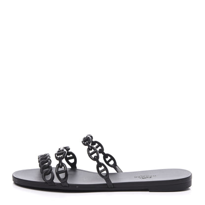 Hermes Rubber Chaine d'Ancre Rivage Sandals 37 Black 1 of 10