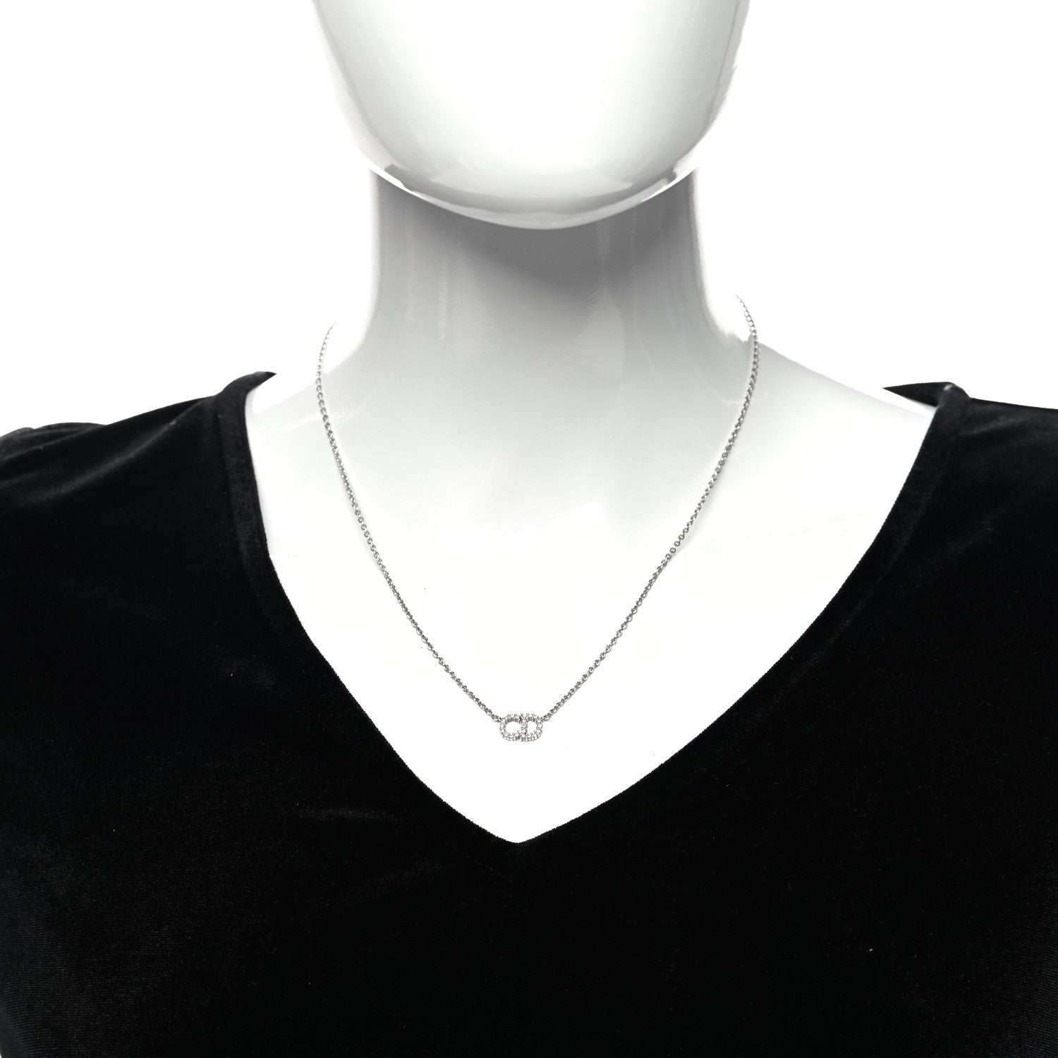 Christian Dior Metal Crystal Clair D Lune Necklace Silver 2 of 5
