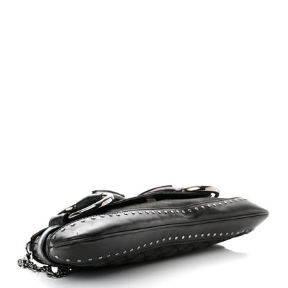 Gucci Monogram Studded Horsebit Clutch Black 4 of 23
