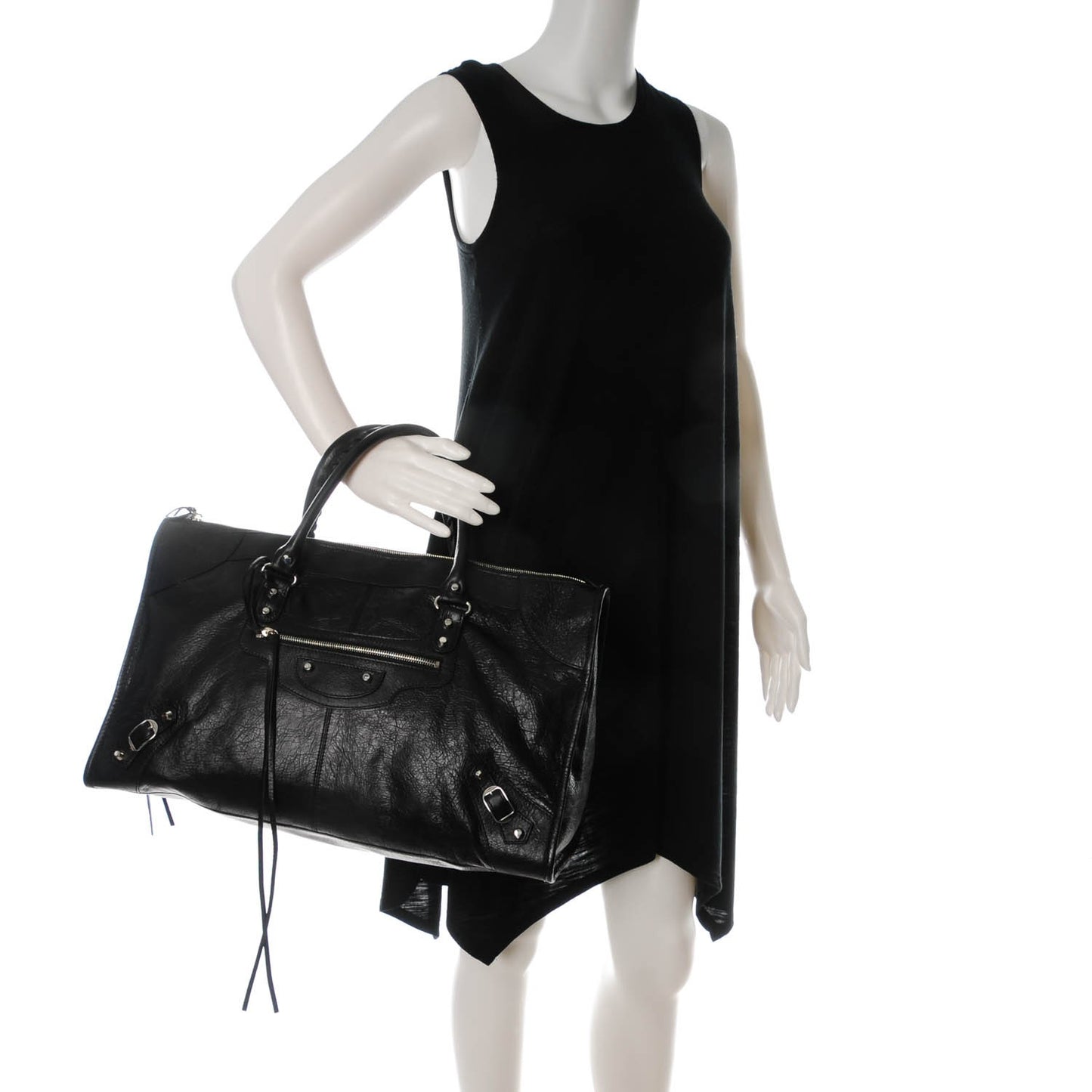 Agneau Classic Silver Hardware Work Black