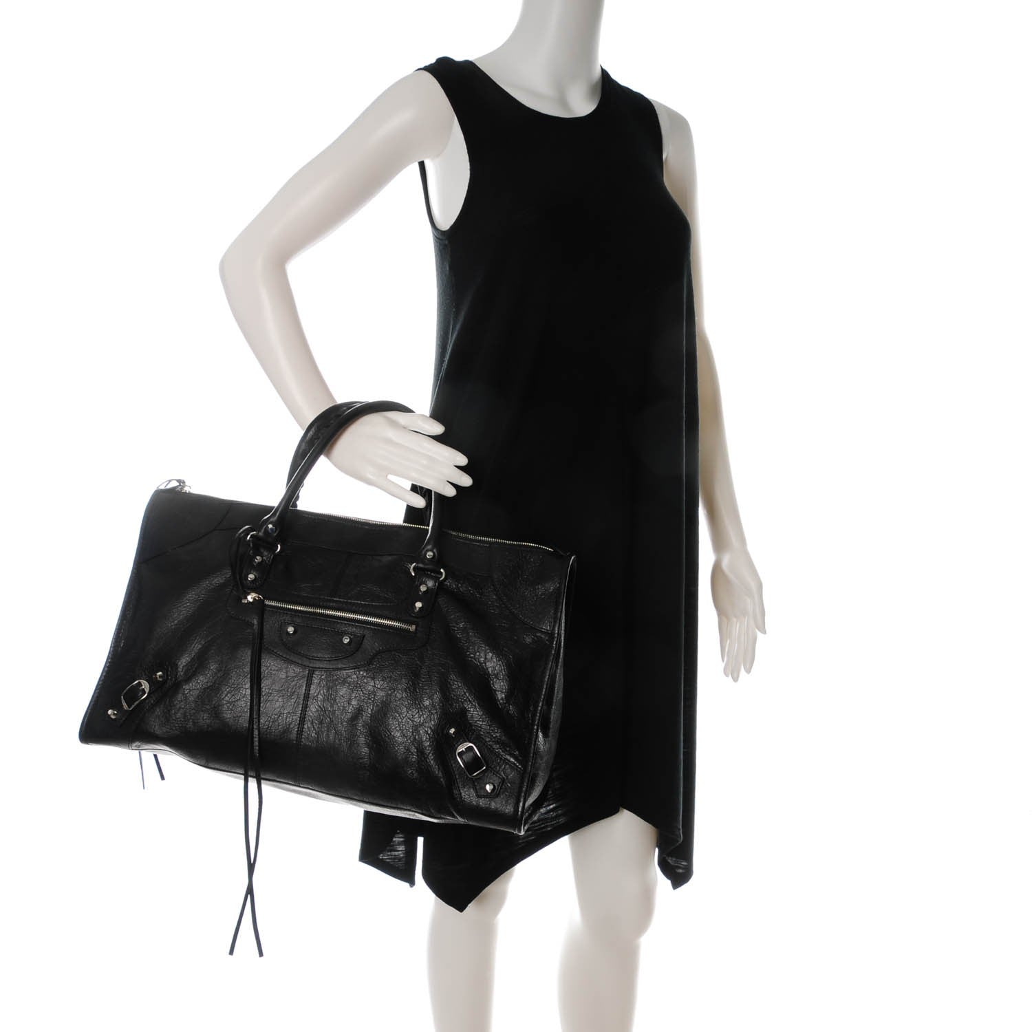 Balenciaga Agneau Classic Silver Hardware Work Black 2 of 7