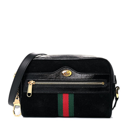 Gucci Suede Patent Web Mini Ophidia Shoulder Bag Black 1 of 14