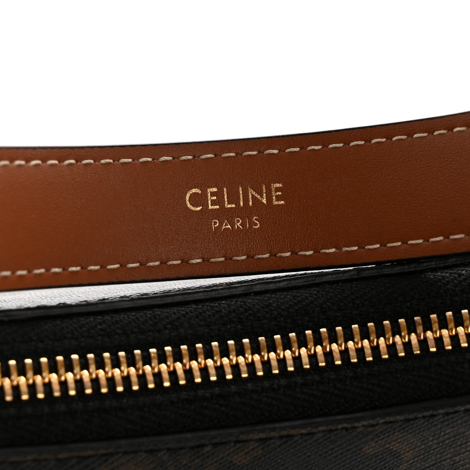 Celine Triomphe Canvas Calfskin Ava Shoulder Bag Tan 6 of 12