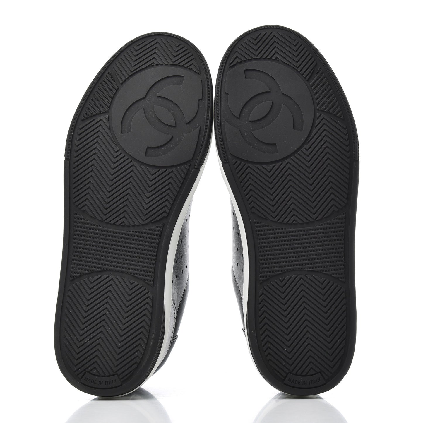 Calfskin Womens Logo Sneakers 37.5 Black White