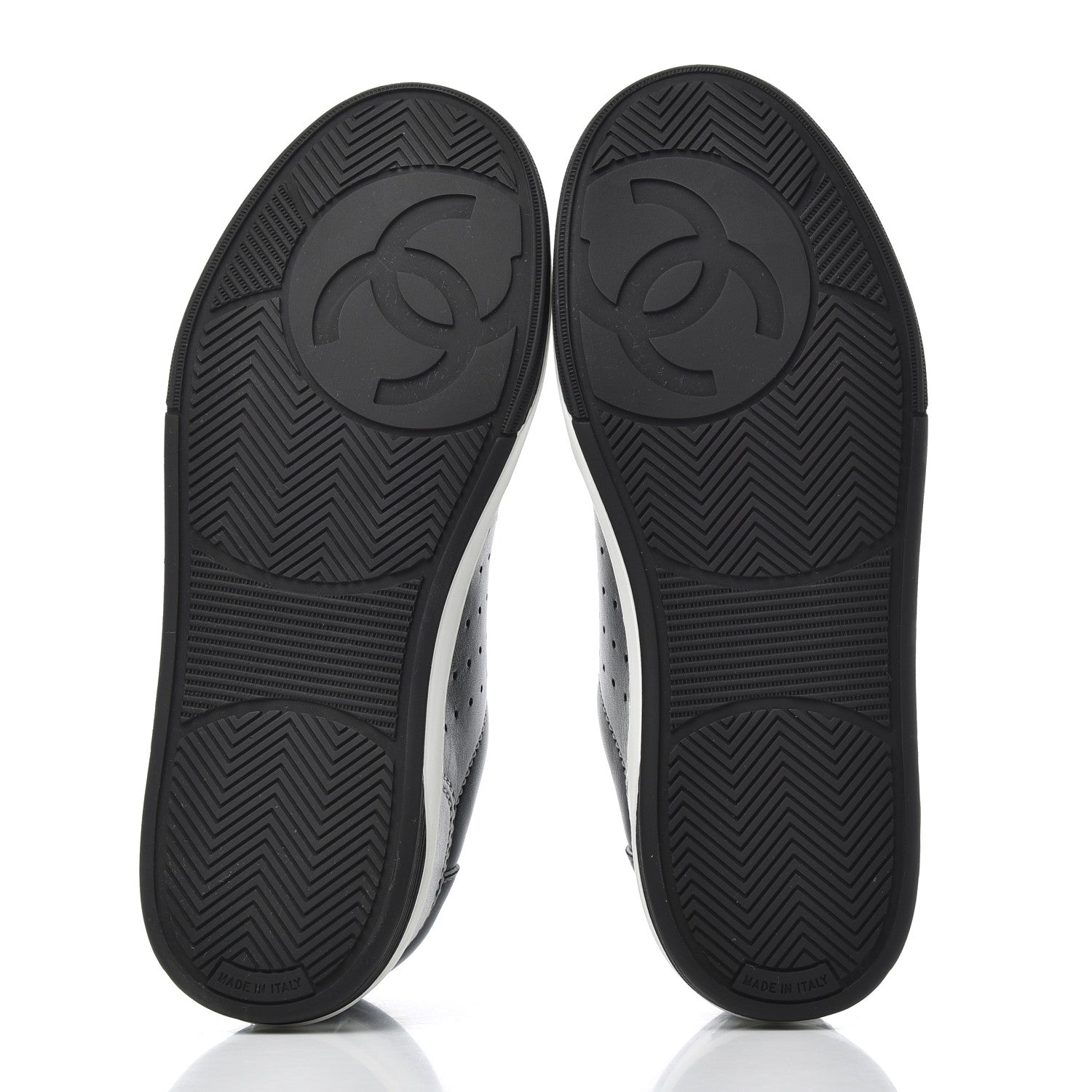 Chanel Calfskin Womens Logo Sneakers 37.5 Black White 5 of 9