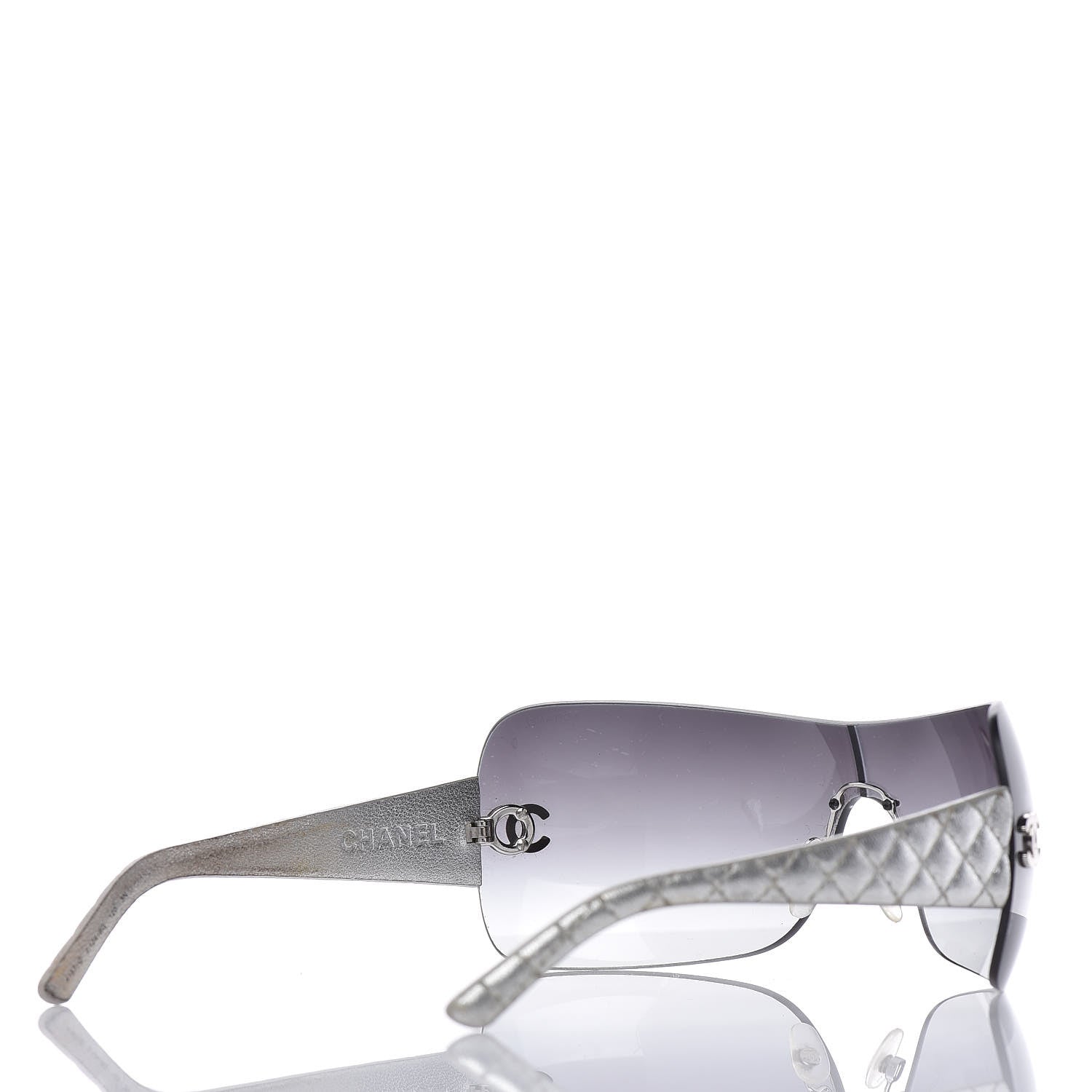 Chanel Metallic Quilted CC Sunglasses 4157-Q Silver 4 of 10