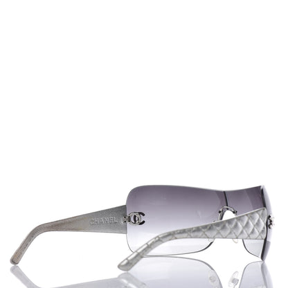 Chanel Metallic Quilted CC Sunglasses 4157-Q Silver 4 of 10
