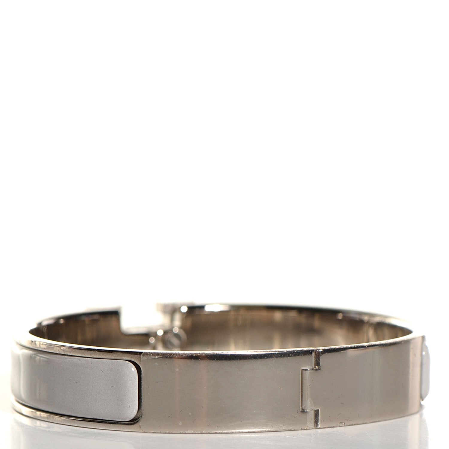 Hermes Enamel Narrow Clic H Bracelet GM Gris Claire 2 of 5