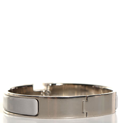 Hermes Enamel Narrow Clic H Bracelet GM Gris Claire 2 of 5