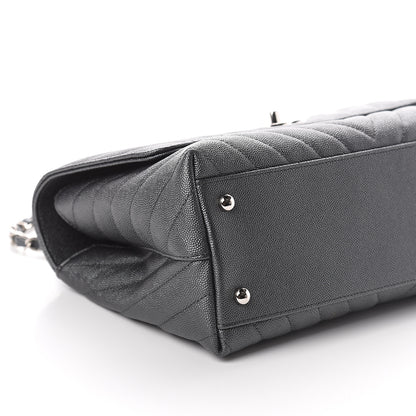 Chanel Caviar Chevron Quilted Small Coco Handle Flap Dark Grey 8 of 9