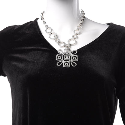 Chanel Crystal Strass Cross CC Necklace Silver 2 of 5