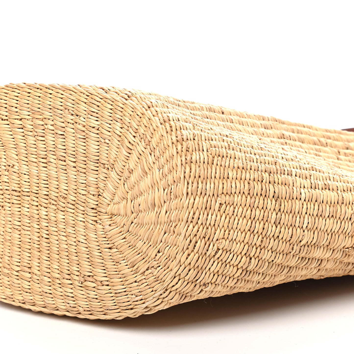 Raffia Calfskin Shell Basket Tote Natural Pecan
