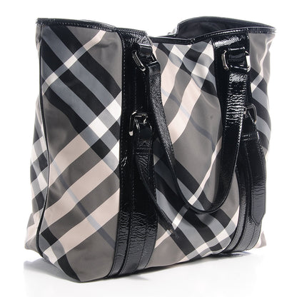 Burberry Nylon Beat Check Medium Victoria Tote Black 3 of 10