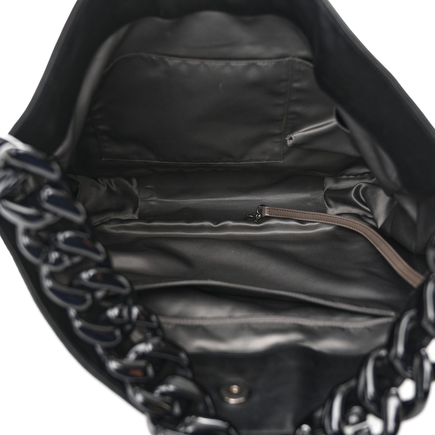 Calfskin Modern Chain Hobo Black