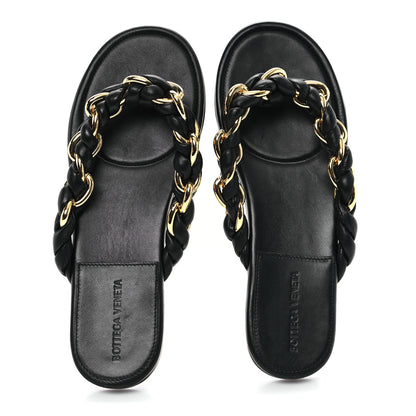 Bottega Veneta Nappa Chain Dot Flat Sandals 39.5 Black 2 of 9