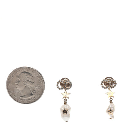 Christian Dior Crystal Pearl Shiny-D Earrings Gold 2 of 4