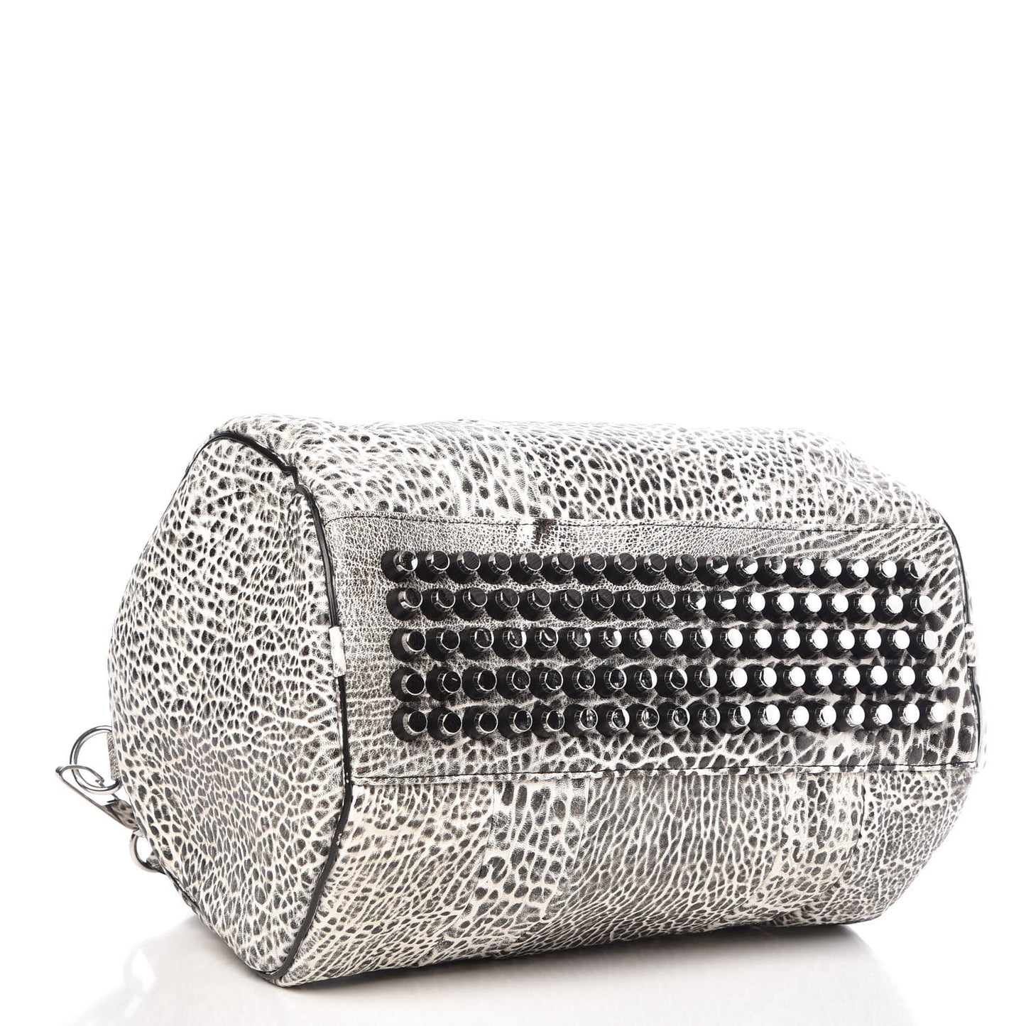 Pebbled Lambskin Rocco Black White Rhodium Hardware